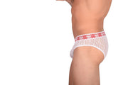 SMU Feminine Briefs See-Through Lace Fabric Red Waist Band 65013 32