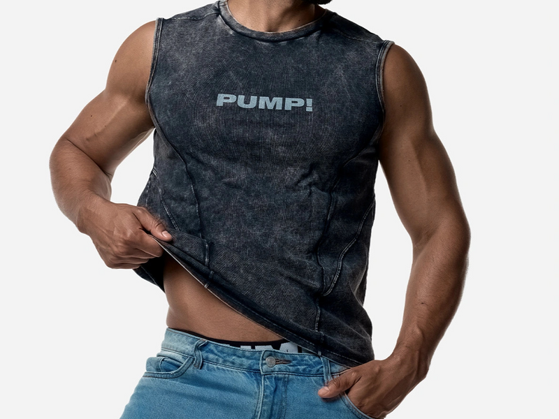 PUMP! Black Washed Tank Top Cotton Sleeveless 14026 8