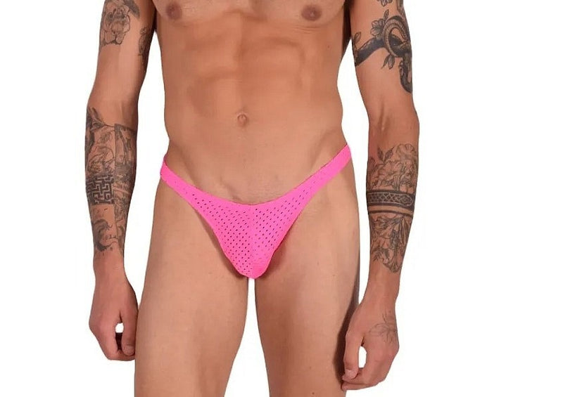 Large SMU Thong Pink Little Holes  9929 LT2