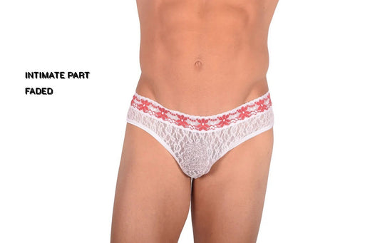 SMU Feminine Briefs See-Through Lace Fabric Red Waist Band 65013 32
