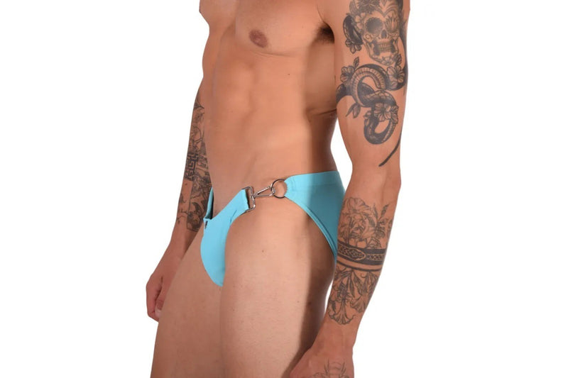 Swim Briefs SMU Detachable Shape Retention Swimwear Turquoise 33801 MX22