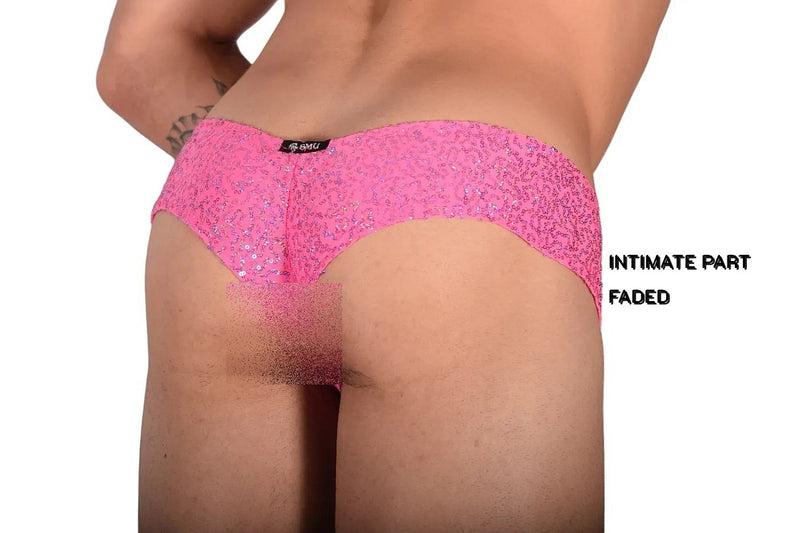 XL SMU Cheeky Boxer Brief Sequin Brazilian Back Underwear Pink 9925 LT2