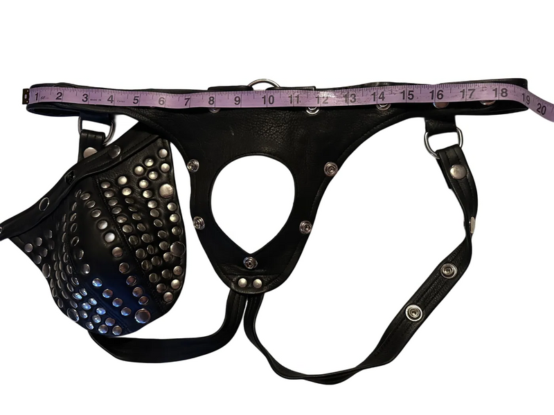 SMU  Adjustable Black Leather Jockstrap and Harness CH22 8980