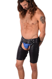 SMU Leather Open Front Rear Leg Chaps adjustable From 30-36in CH26