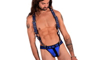 Small SMU Adjustable Leather Harness and a Thong Cell Block 13 Blue CH20