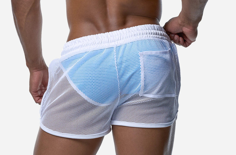 PUMP! White Mesh Short Tanning Swimwear Adjustable Drawstring 13040 7
