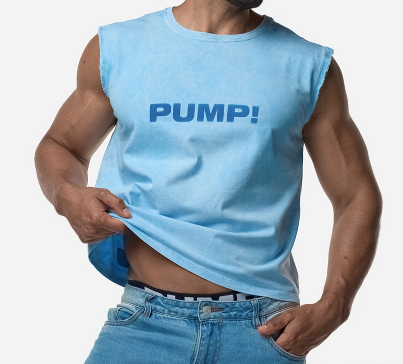 PUMP! Bubble Blue Boxy Tank Top Cotton Sleeveless 14027 8