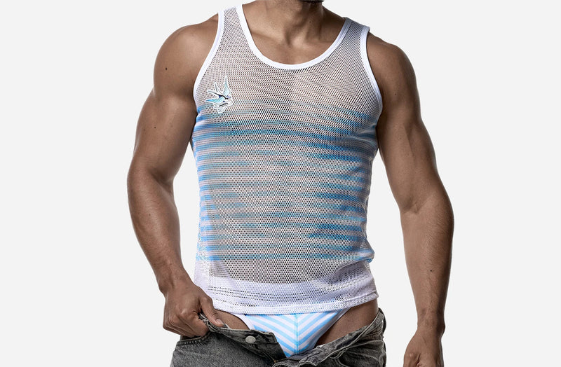 PUMP! Sailor Mesh Tank Top White Mesh Nylon Tanktop 14036 5