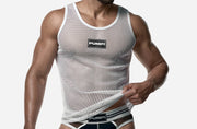 PUMP! Structured White Mesh Tank Top Nylon Athletic Tanktop 14034 5