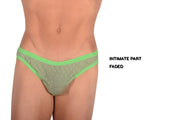 Large SMU Feminine Brief See-Through Lace Fabric Lime 65022 33