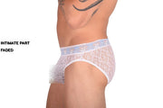 SMU Feminine Briefs See-Through Lace Fabric Blue WaistBand 65014 32