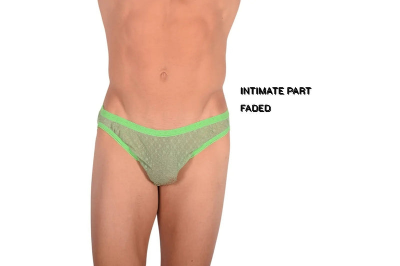 Large SMU Feminine Brief See-Through Lace Fabric Lime 65022 33