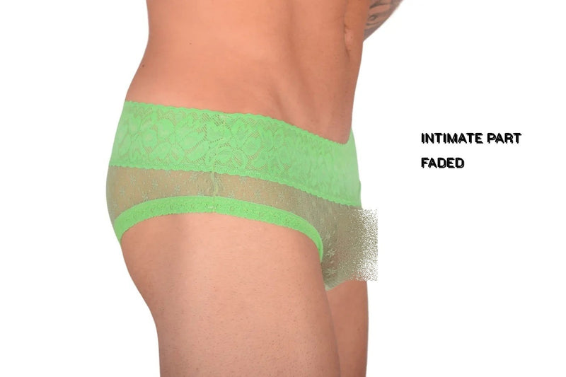 SMU Feminine Mini Brief See-Through Lace Fabric Lime 65021 33