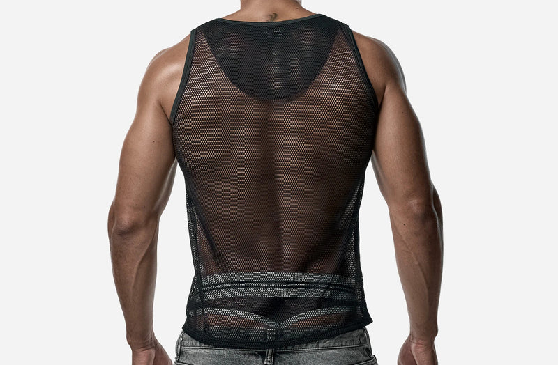 PUMP! Structured Black Mesh Tank Top Nylon Athletic Tanktop 14035 5