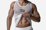 PUMP! Structured White Mesh Tank Top Nylon Athletic Tanktop 14034 5