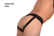 SMU Jock Marcus Removable Cod Piece Black and Blue Jockstrap 32'' To 36'' CH15
