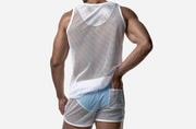 PUMP! Structured White Mesh Tank Top Nylon Athletic Tanktop 14034 5
