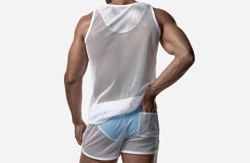 PUMP! Structured White Mesh Tank Top Nylon Athletic Tanktop 14034 5