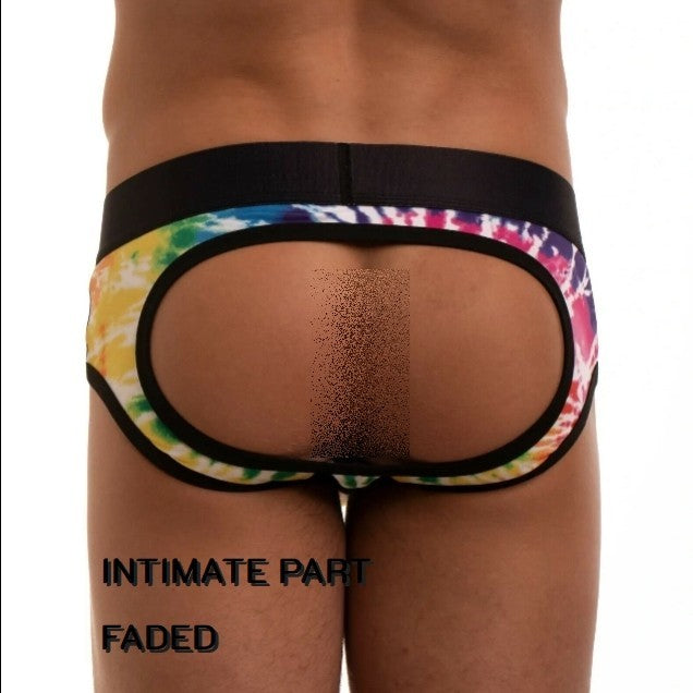 XL SKULL & BONES Gay Pride Peek-A-Boo TIE DYE Open Back Wild Rainbow 8