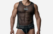 PUMP! Structured Black Mesh Tank Top Nylon Athletic Tanktop 14035 5