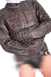 SMU Aviator  Straight jacket High Quality Genuine Leather Brown  16-10