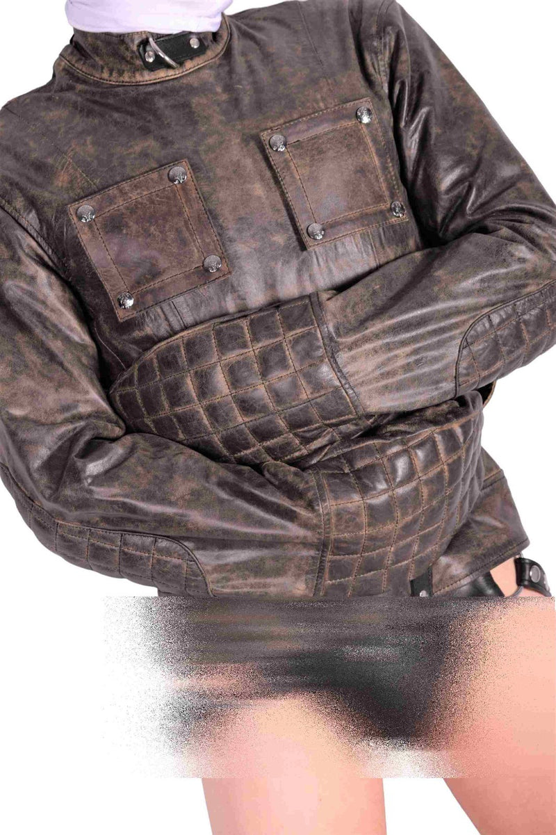 SMU Aviator  Straight jacket High Quality Genuine Leather Brown  16-10