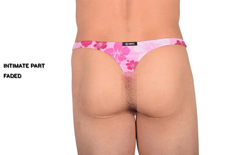 Large SMU Thong Wear and Swim Pink Flowers 9904 LT1