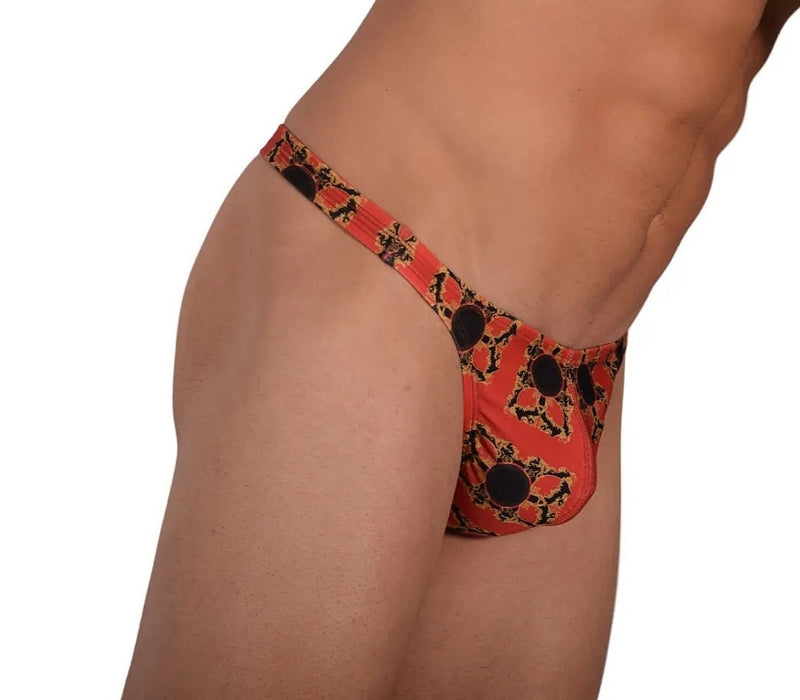 Medium Swim Thongs Vuthy Orange Black Printed Thong Swimwear 271