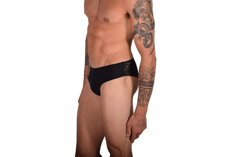 SMU Feminine Brief See-Through Lace Fabric Dentelle Black 65024 33