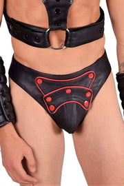 SMU Marcus Removable Cod Piece Black and Red Jockstrap 19734 CH16