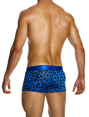 MODUS VIVENDI Leopard Boxer Trunks Stretch Velvet-Touch Fabric in Blue 15421 79A