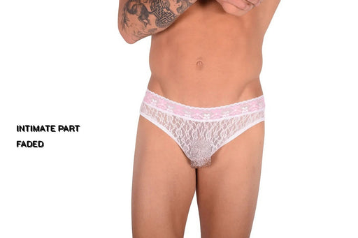SMU Feminine Briefs See-Through Lace Fabric Pink Waist Band 65015 32