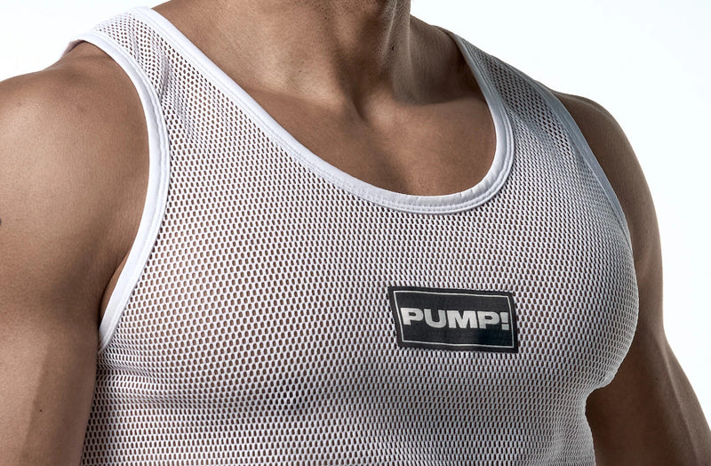PUMP! Structured White Mesh Tank Top Nylon Athletic Tanktop 14034 5