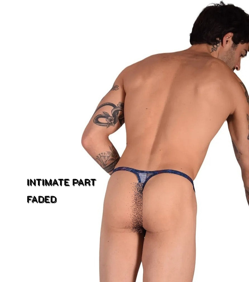 XL SMU Thong Flash Blue Sheer Design 9947 LT3