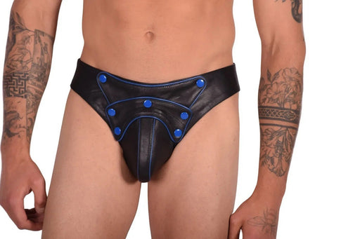 SMU Jock Marcus Removable Cod Piece Black and Blue Jockstrap 32'' To 36'' CH15