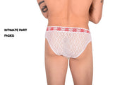 SMU Feminine Briefs See-Through Lace Fabric Red Waist Band 65013 32