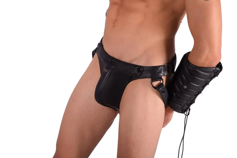 Medium SMU Leather Jockstrap Removable Codpiece 8022 MX25