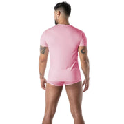 TOF PARIS T-Shirt Mon Amour Microfiber Lightweight V-Neck Shirts in Pink 56