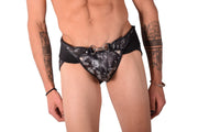 SMU Leather Camo Jockstrap Detach Waist Unsnap Pouch 34'' To 36'' CH14