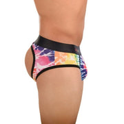 XL SKULL & BONES Gay Pride Peek-A-Boo TIE DYE Open Back Wild Rainbow 8