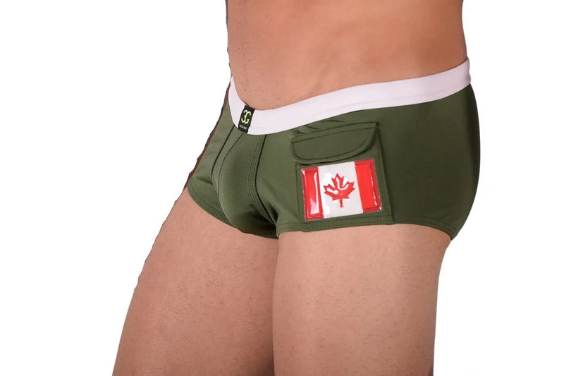 Small Swim Shorts GREGG HOMME Swimwear 3G Canada Flag Khaki 95735 136