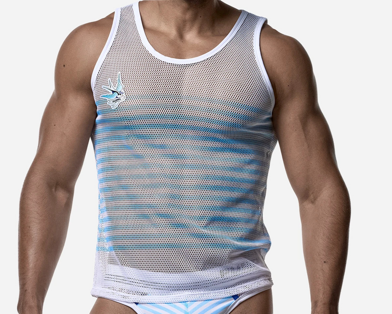 PUMP! Sailor Mesh Tank Top White Mesh Nylon Tanktop 14036 5