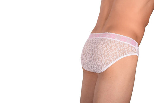 SMU Feminine Briefs See-Through Lace Fabric Pink Waist Band 65015 32