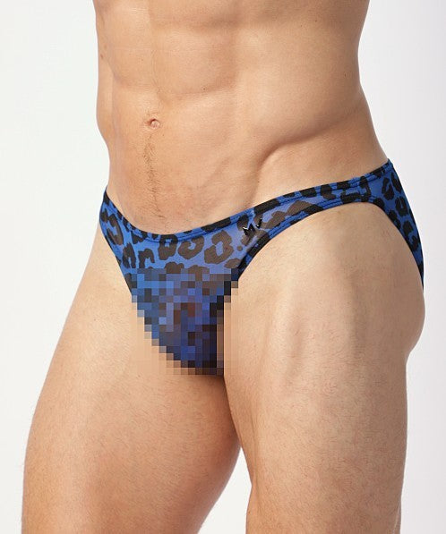 MODUS VIVENDI Leopard Mesh Low-Cut Briefs in Blue 15414 104