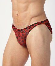 MODUS VIVENDI Low-Cut Briefs Leopard Mesh in Red 15414 104