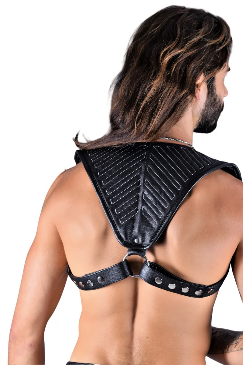 Adjustable SMU Leather Roman Crop Top Black Adjustable  95865 SX10