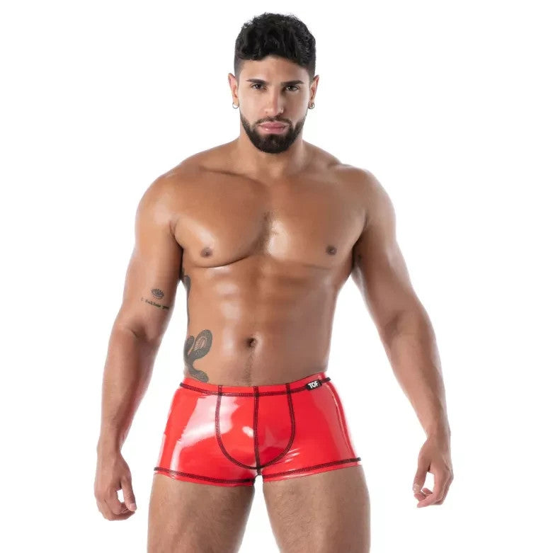 TOF PARIS Latex Boxer Trunk 100% Natural Second-Skin Datex Red T4
