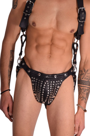 SMU  Adjustable Black Leather Jockstrap and Harness CH22 8980