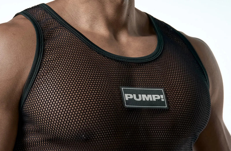 PUMP! Structured Black Mesh Tank Top Nylon Athletic Tanktop 14035 5