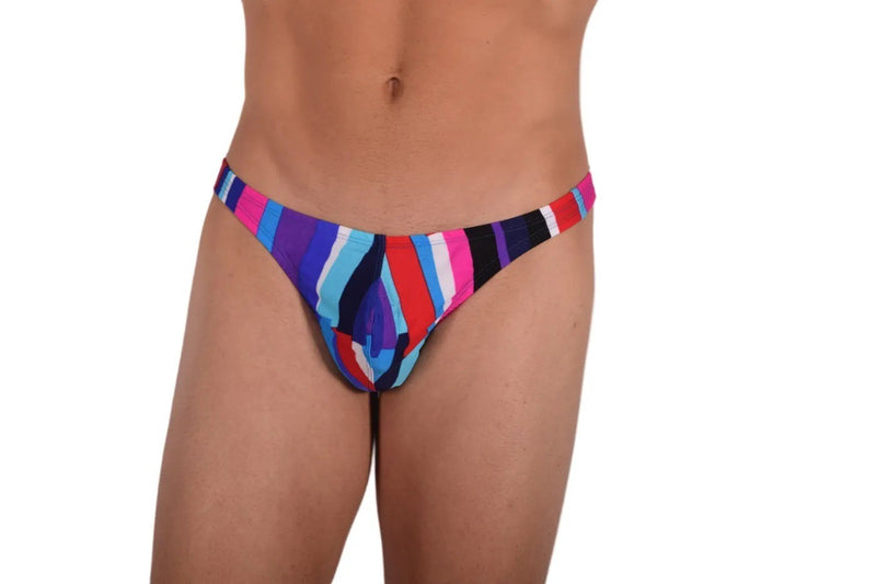 Large Vuthy Swim Thongs Blue Bars Swimwear 270